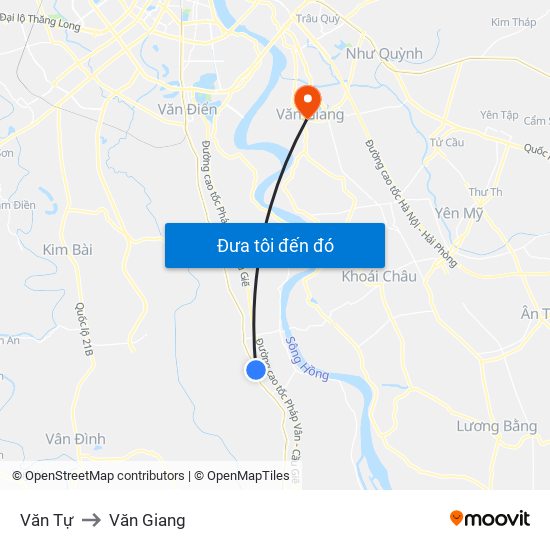Văn Tự to Văn Giang map