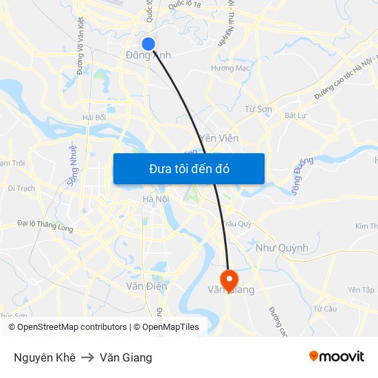 Nguyên Khê to Văn Giang map