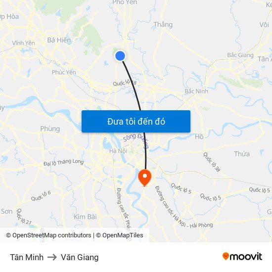 Tân Minh to Văn Giang map
