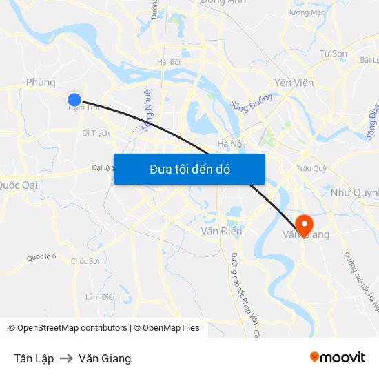 Tân Lập to Văn Giang map