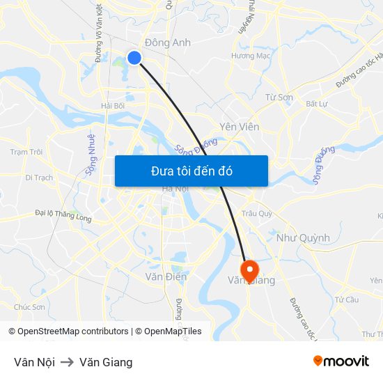 Vân Nội to Văn Giang map
