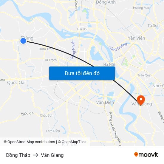 Đồng Tháp to Văn Giang map