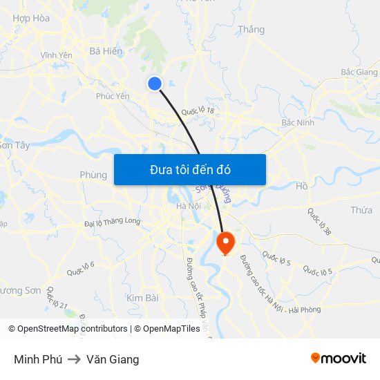 Minh Phú to Văn Giang map