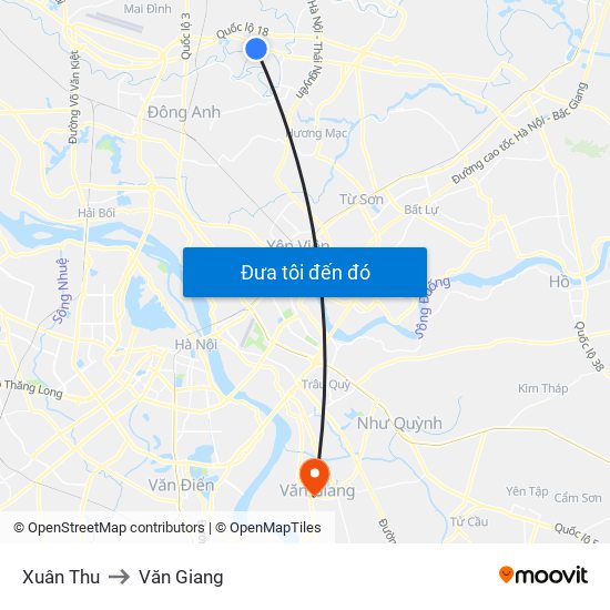 Xuân Thu to Văn Giang map