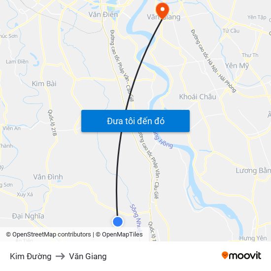 Kim Đường to Văn Giang map