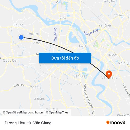 Dương Liễu to Văn Giang map