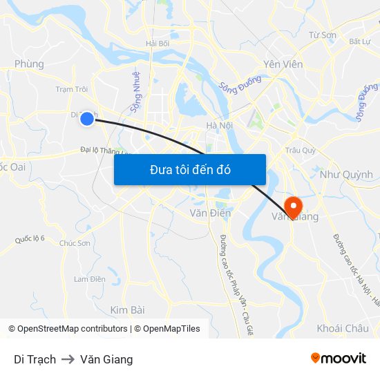 Di Trạch to Văn Giang map