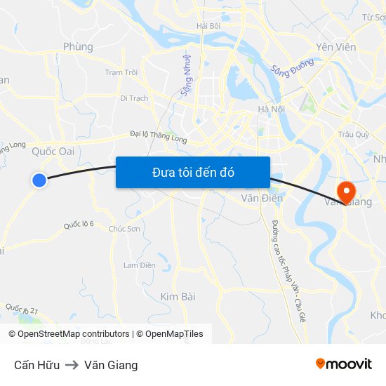 Cấn Hữu to Văn Giang map