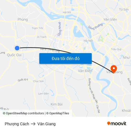 Phượng Cách to Văn Giang map