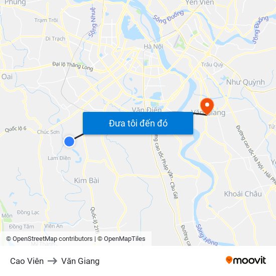 Cao Viên to Văn Giang map