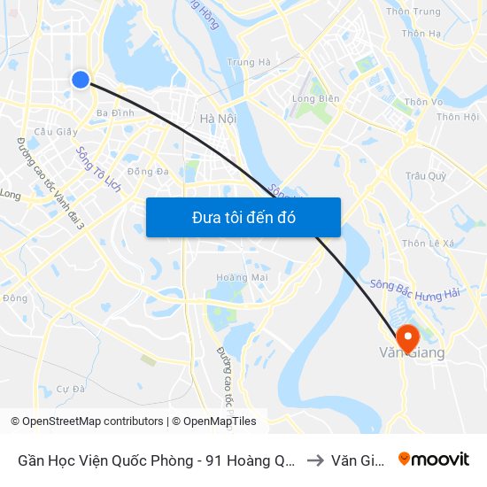 Gần Học Viện Quốc Phòng - 91 Hoàng Quốc Việt to Văn Giang map