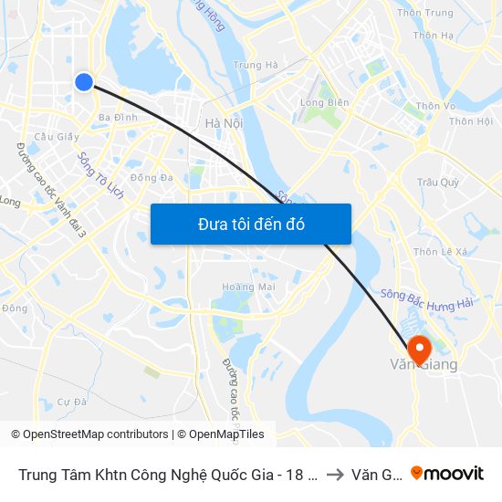 Trung Tâm Khtn Công Nghệ Quốc Gia - 18 Hoàng Quốc Việt to Văn Giang map
