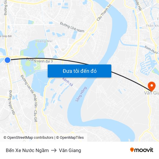 Bến Xe Nước Ngầm to Văn Giang map