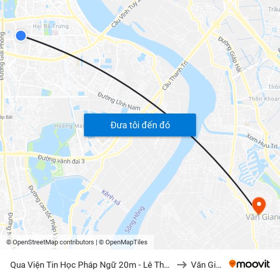 Qua Viện Tin Học Pháp Ngữ 20m - Lê Thanh Nghị to Văn Giang map