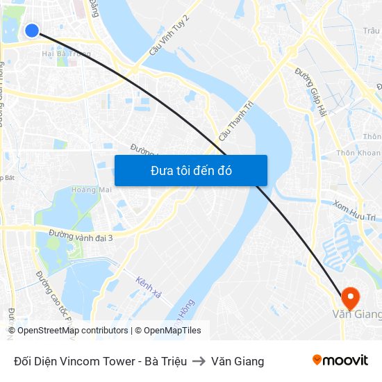 Đối Diện Vincom Tower - Bà Triệu to Văn Giang map
