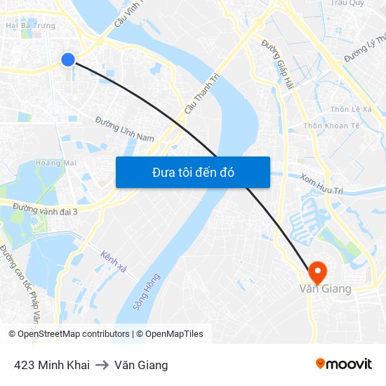423 Minh Khai to Văn Giang map