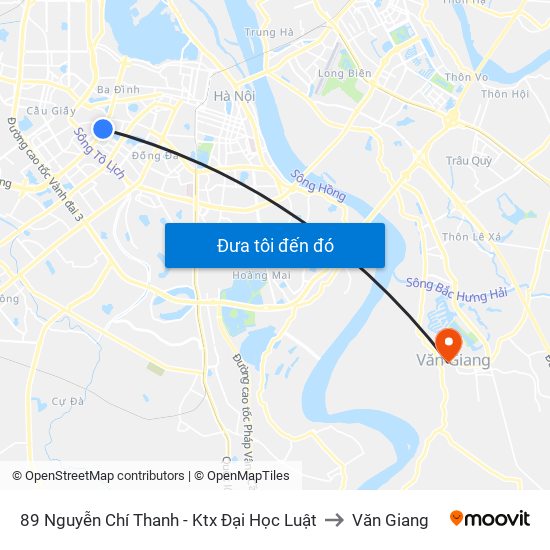 89 Nguyễn Chí Thanh - Ktx Đại Học Luật to Văn Giang map