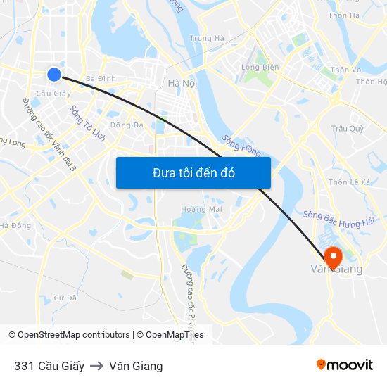 331 Cầu Giấy to Văn Giang map