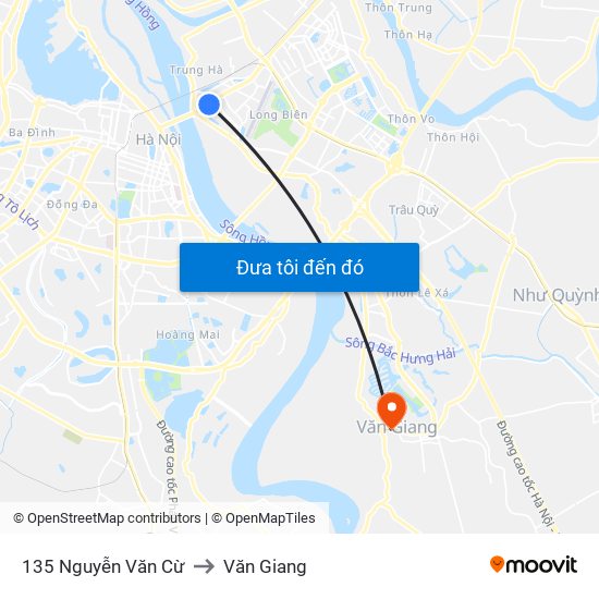 135 Nguyễn Văn Cừ to Văn Giang map