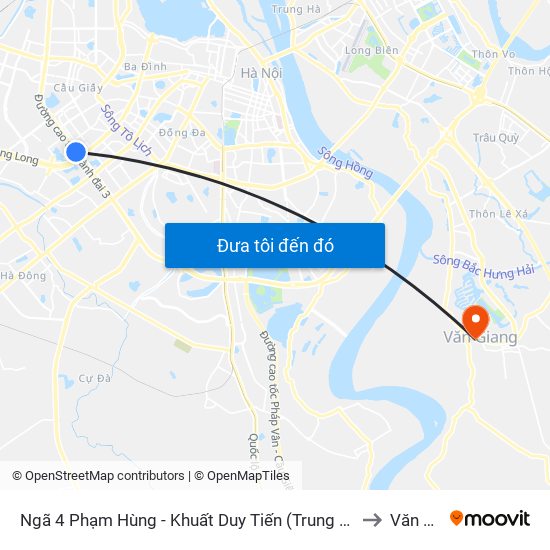 Ngã 4 Phạm Hùng - Khuất Duy Tiến (Trung Tâm Hội Nghị Quốc Gia) to Văn Giang map