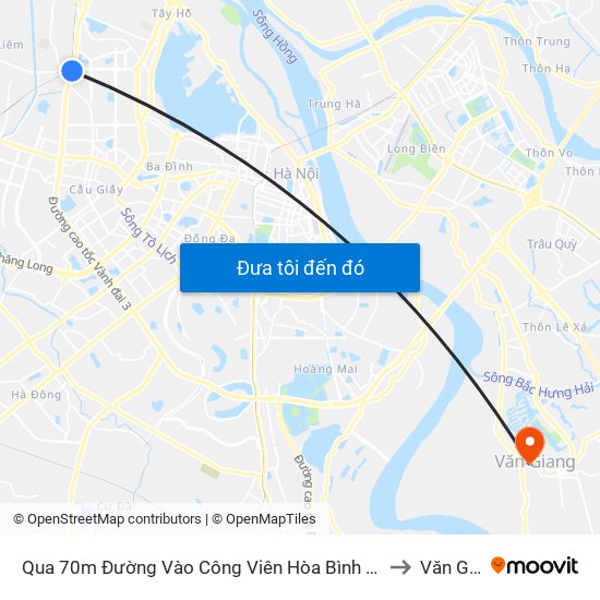 Qua 70m Đường Vào Công Viên Hòa Bình - Phạm Văn Đồng to Văn Giang map