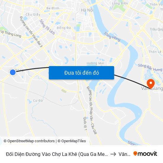 Đối Diện Đường Vào Chợ La Khê (Qua Ga Metro La Khê) - 405 Quang Trung (Hà Đông) to Văn Giang map