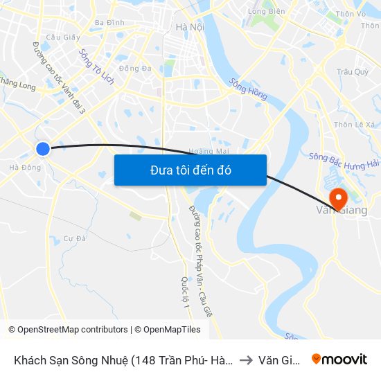 Khách Sạn Sông Nhuệ (148 Trần Phú- Hà Đông) to Văn Giang map