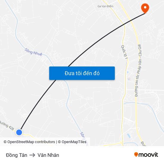 Đồng Tân to Văn Nhân map