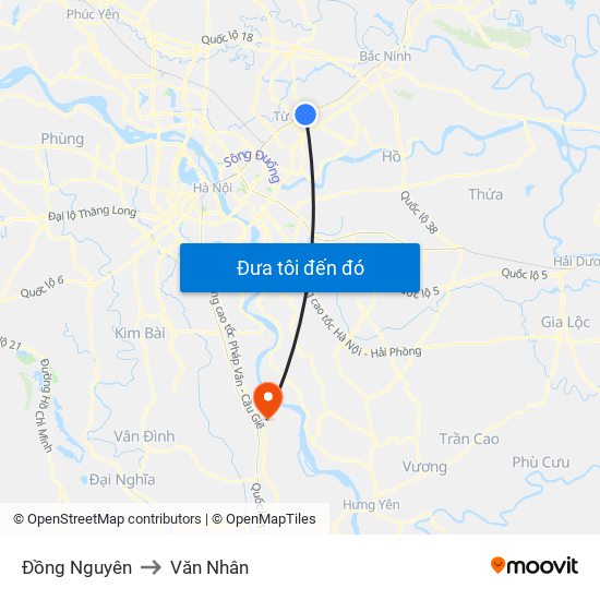 Đồng Nguyên to Văn Nhân map