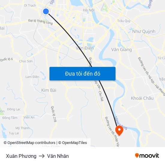 Xuân Phương to Văn Nhân map