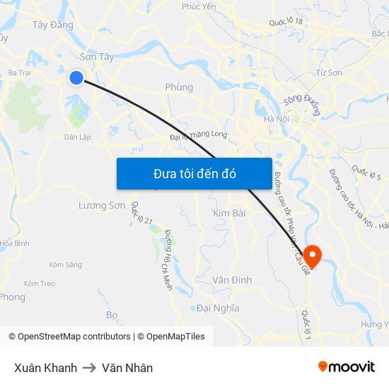 Xuân Khanh to Văn Nhân map