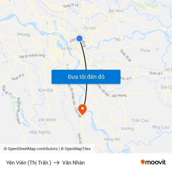 Yên Viên (Thị Trấn ) to Văn Nhân map