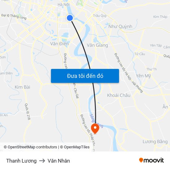 Thanh Lương to Văn Nhân map