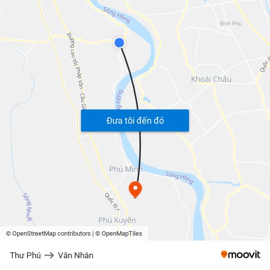 Thư Phú to Văn Nhân map