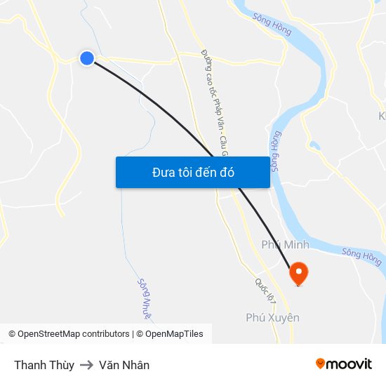 Thanh Thùy to Văn Nhân map