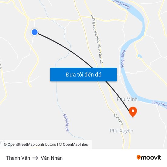 Thanh Văn to Văn Nhân map