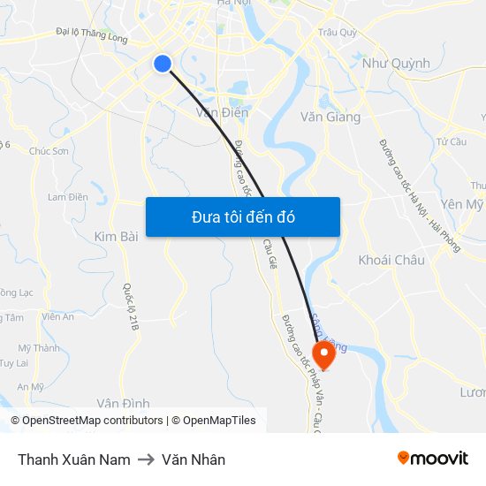 Thanh Xuân Nam to Văn Nhân map