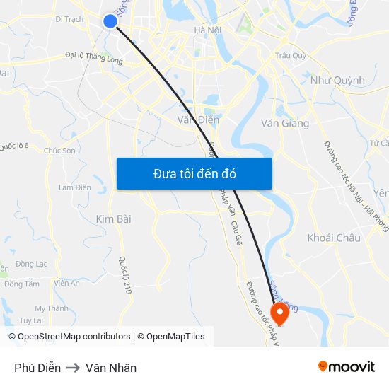 Phú Diễn to Văn Nhân map
