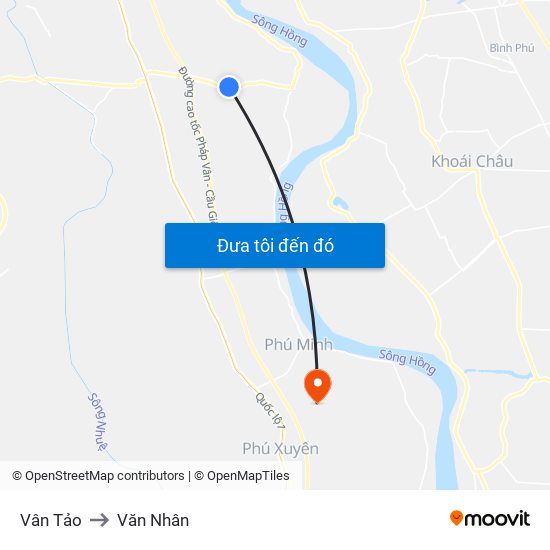 Vân Tảo to Văn Nhân map