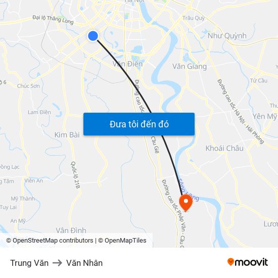 Trung Văn to Văn Nhân map