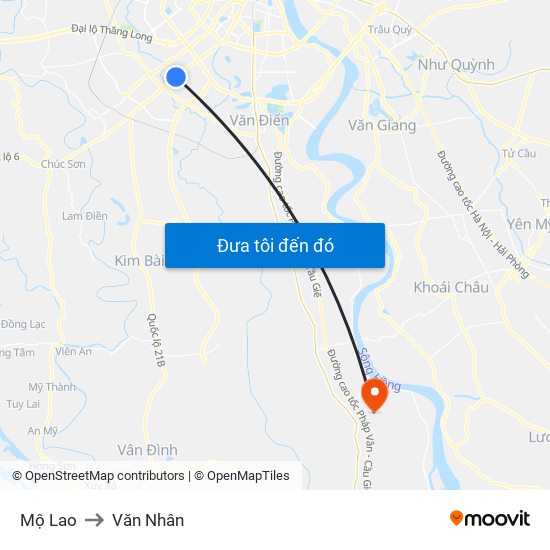 Mộ Lao to Văn Nhân map