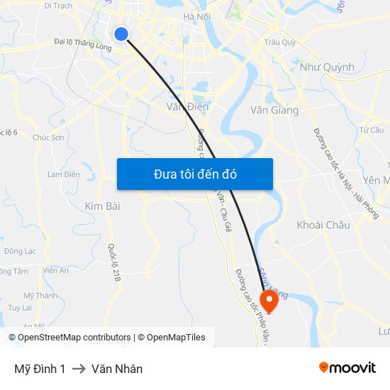 Mỹ Đình 1 to Văn Nhân map