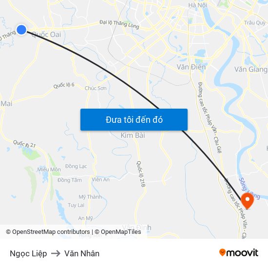 Ngọc Liệp to Văn Nhân map