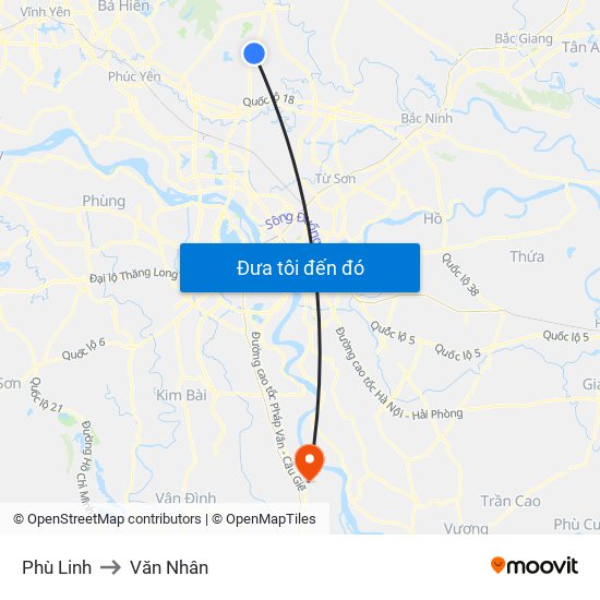 Phù Linh to Văn Nhân map