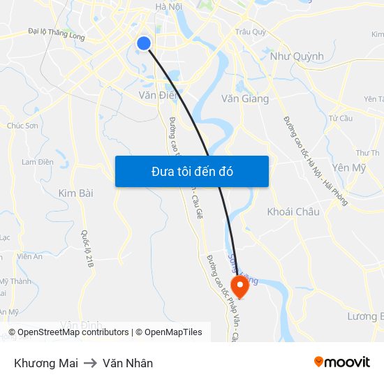 Khương Mai to Văn Nhân map