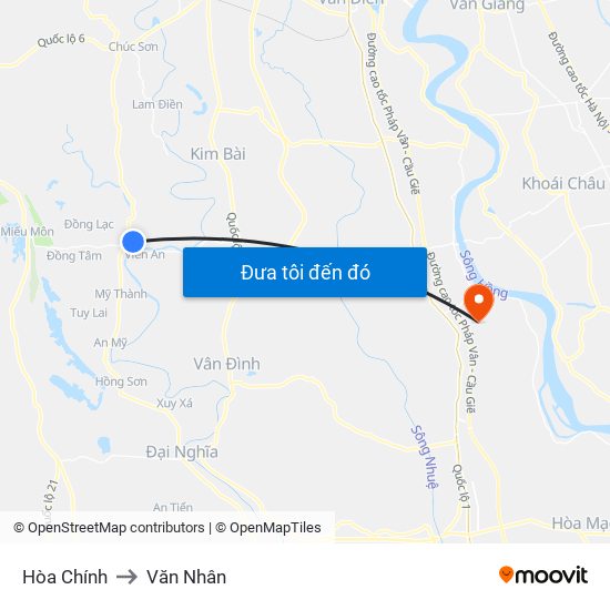 Hòa Chính to Văn Nhân map