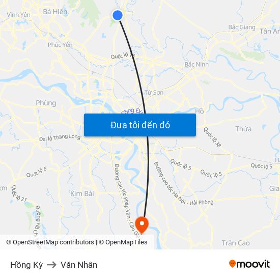 Hồng Kỳ to Văn Nhân map