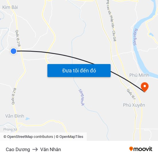 Cao Dương to Văn Nhân map