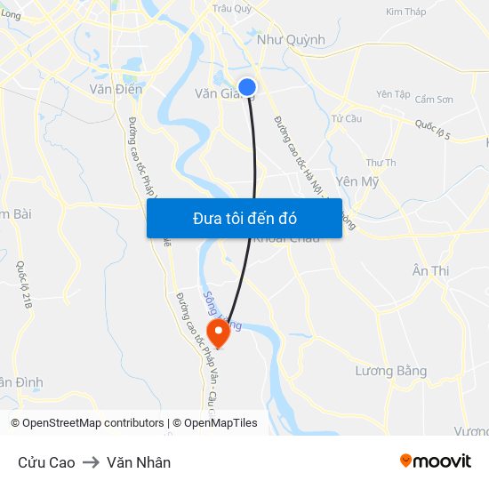 Cửu Cao to Văn Nhân map