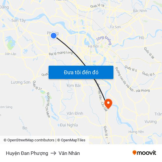 Huyện Đan Phượng to Văn Nhân map